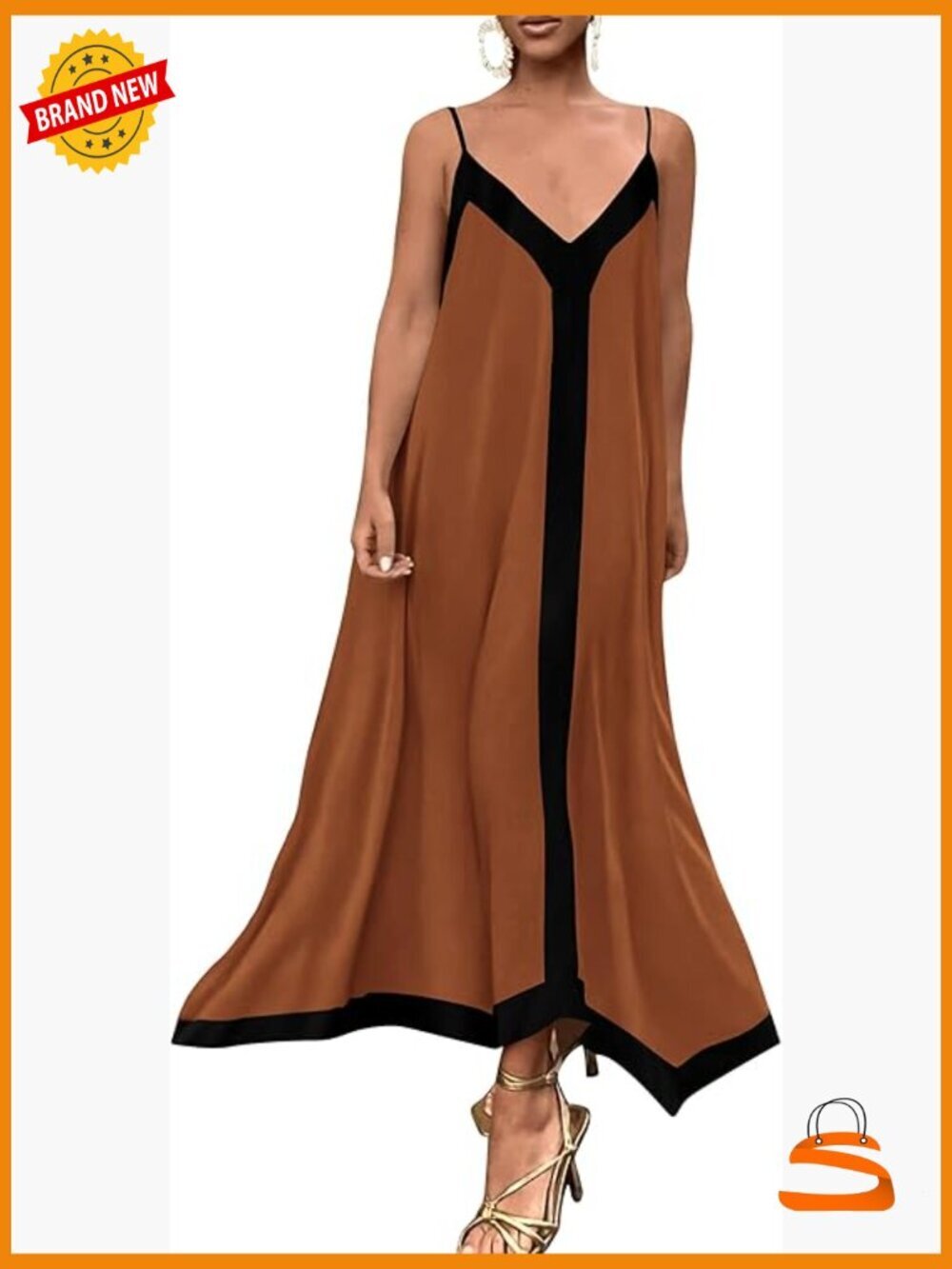 Sleeveless V-Neck Spaghetti Strap Maxi Dress with Pockets